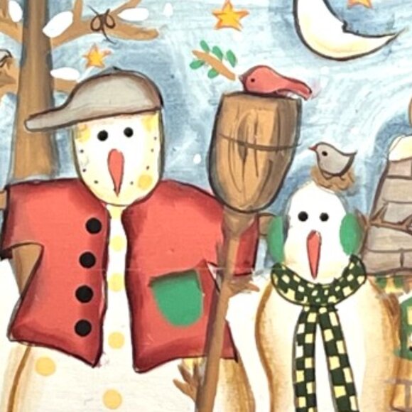 DEPT 56 Wooden Hinged Snowman Storage Box Dome Top Handpainted Christmas Winter - Picture 7 of 14